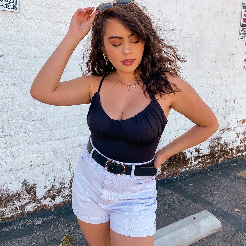 Purple Denim Shorts